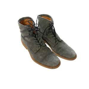 Frye Bowery LT Faded Suede Lace Up Combat Grunge Boots Distressed Gray USA 10D